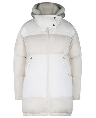 Down jacket with removable hood in silver shearling Y SALOMON ARMY