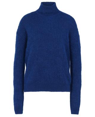 Boxy rib knit mohair blend jumper with stand-up collar SAINT LAURENT PARIS