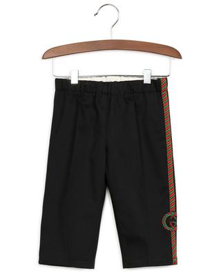 Interlocking G side band embroidered gabardine baby trousers GUCCI