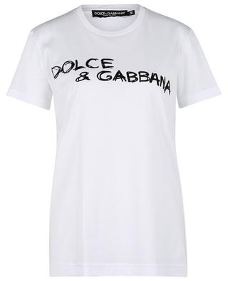 Logo flock print adorned jersey T-shirt DOLCE & GABBANA