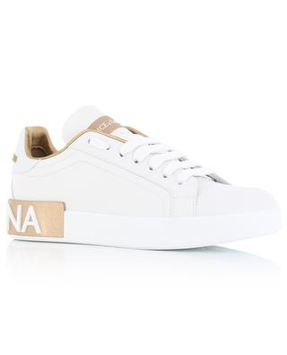 Portofino white and metallic leather low-top lace-up shoes DOLCE & GABBANA