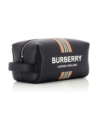 Logo and Icon Stripe leather toiletry bag BURBERRY