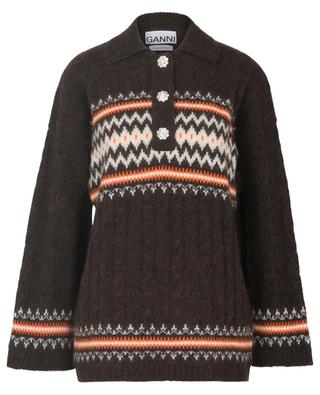 Oversize alpaca blend jumper with cable knit GANNI
