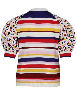 Striped bi-material jumper with Terrazzo print sleeves AKRIS PUNTO