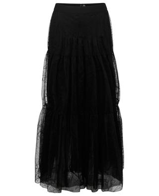 Long tulle skirt with floral embroideries AKRIS PUNTO