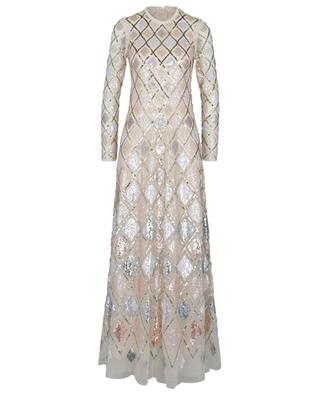 Langes A-Linien-Kleid aus Tüll bestickt mit Pailletten Diamant Gown NEEDLE &THREAD