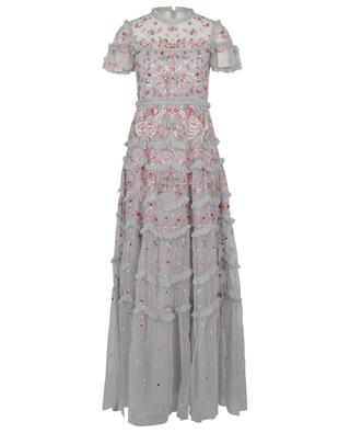 Elsie Ribbon Gown long flower embroidered tulle dress NEEDLE &THREAD