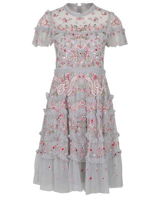 Elsie Ribbon mini dress in tulle with embroidered flowers NEEDLE &THREAD