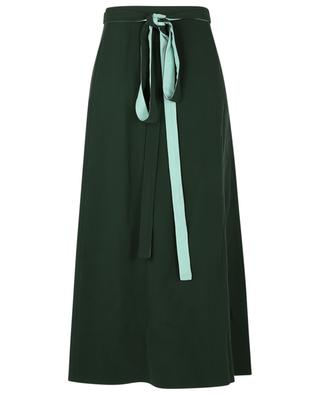 Midi-length cady wrap skirt in shades of green VALENTINO