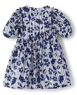 Girls' dress with balloon sleeves in cotton with stripes and flowers IL GUFO