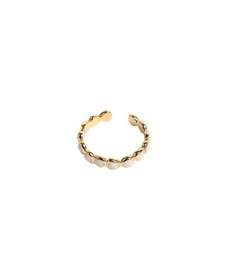 Lumi open golden ring adorned with white enamel BANGLE UP