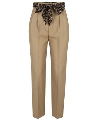 Wool gabardine waistband tuck trousers with silk belt SAINT LAURENT PARIS