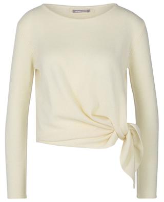 Sorbet yellow fitted cashmere jumper with knot detail HEMISPHERE