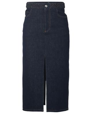 Recycled denim skirt with slits and braid detail CHLOE