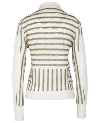 Openwork knit striped long-sleeve polo shirt CHLOE