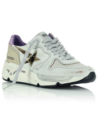 Running Sole multi-material low-top lace-up sneakers with leopard star GOLDEN GOOSE