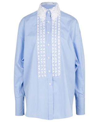 Striped poplin oversize shirt embellished with openwork embroideries ERMANNO SCERVINO