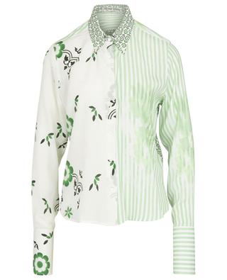 Flower and stripe printed fitted bi-material shirt ERMANNO SCERVINO