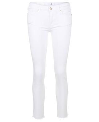 Pyper Crop Slim Illusion Pure White cropped frayed slim fit jeans 7 FOR ALL MANKIND