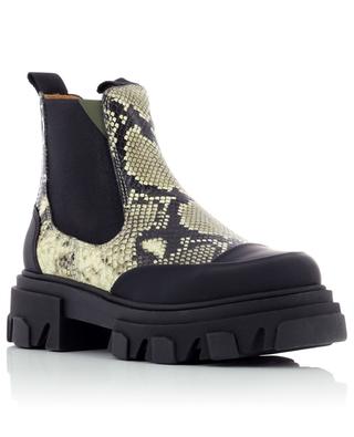 Chunky chelsea leather boots in python effect GANNI