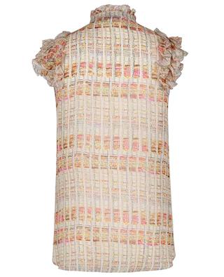 Tweed effet printed sleeveless flounced silk top MAISON COMMON