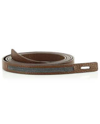 Bead embroidered thin grained leather belt FABIANA FILIPPI