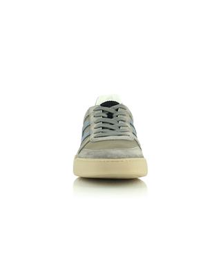 H357 textured nylon and blue suede monogram low sneakers HOGAN