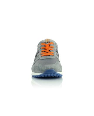 H383 Nastro grey multi-material low-top lace-up sneakers with orange accents HOGAN