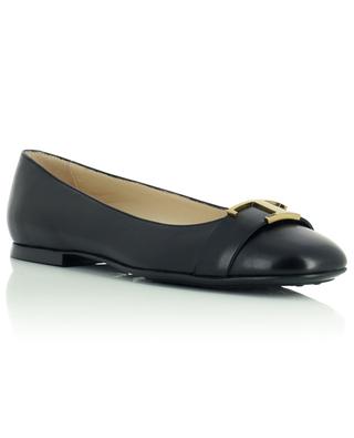 Square toe ballet flats in smooth leather with monogram TOD'S
