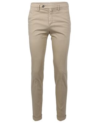 Slim fit piqué effect cotton trousers with turn-ups B SETTECENTO