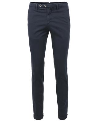 Slim fit piqué effect cotton trousers with turn-ups B SETTECENTO