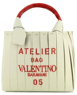 Atelier 05 Plissé Small canvas and leather tote bag VALENTINO