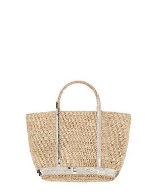 Small raffia and leather tote bag with sequins VANESSA BRUNO