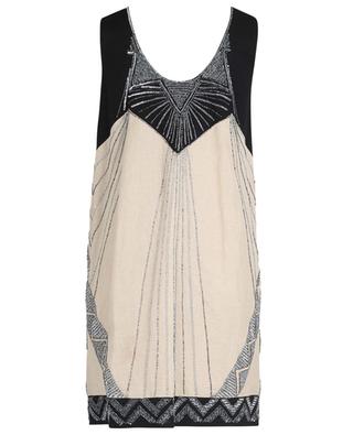 Sparkling sleeveless linen blend dress with bead embroideries TWINSET