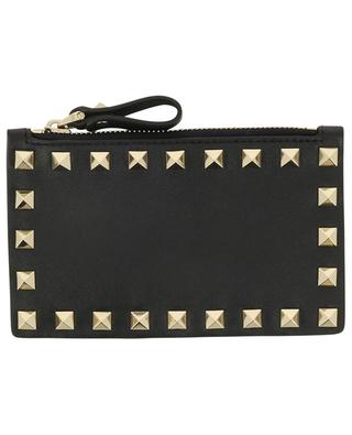Rockstud leather card case with coin case VALENTINO