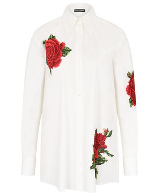 Langärmeliges Hemd aus Baumwolle und Seide Roses DOLCE & GABBANA