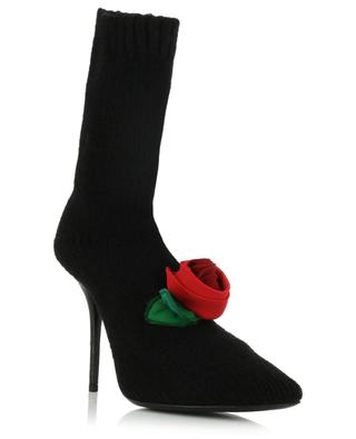 Cardinale 105 rose appliqué knit ankle boots DOLCE & GABBANA