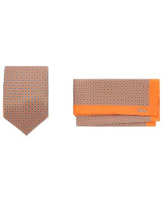 Coffret cravate et pochette imprimées grille BRIONI