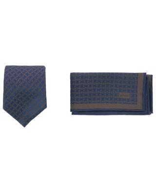 Set aus Krawatte und Einstecktuch mit Logo-Motiv BRIONI