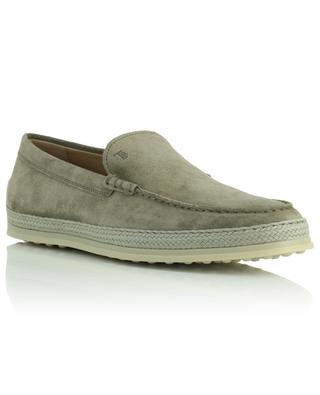 Nuova Pantofola loafers in taupe suede and raffia TOD'S
