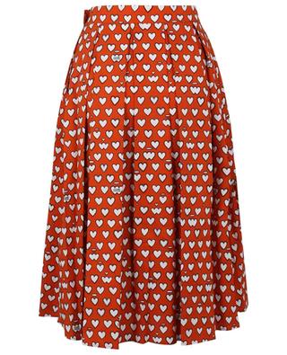 Tangerine printed pleated cotton midi skirt ALESSANDRO ENRIQUEZ
