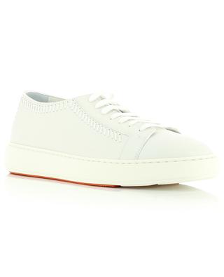 Full grain leather sneakers with stitching SANTONI