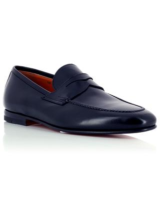Shiny smooth leather loafers with strap SANTONI