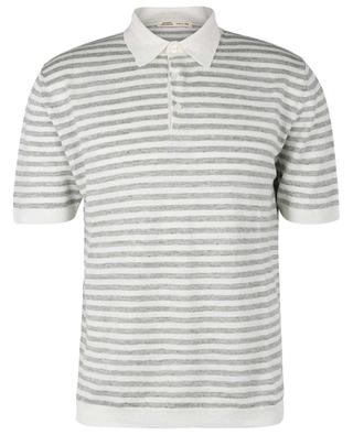 Striped linen knit polo shirt with short sleeves MAURIZIO BALDASSARI