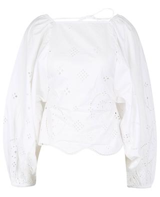 Open-back blouse in cotton with openwork embroideries GANNI