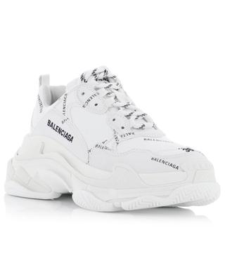 Triple S Allover Logo faux leather lace-up sneakers BALENCIAGA