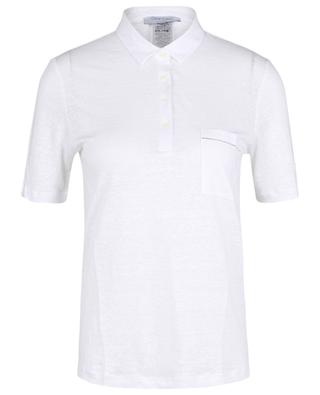 Short-sleeved polo shirt in linen jersey with rhinestone detail GRAN SASSO
