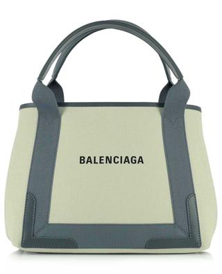 Navy Cabas S organic cotton tote with leather BALENCIAGA