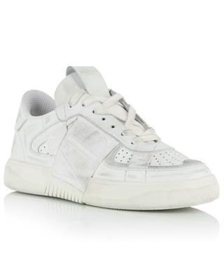 VL7N lace-up low-top sneakers in distressed white leather VALENTINO