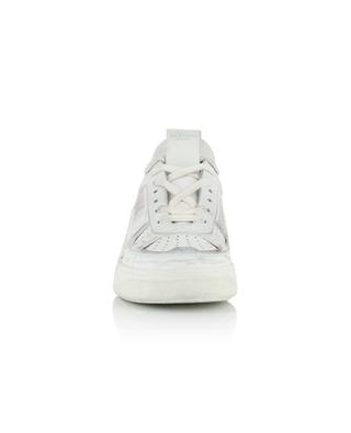 VL7N lace-up low-top sneakers in distressed white leather VALENTINO